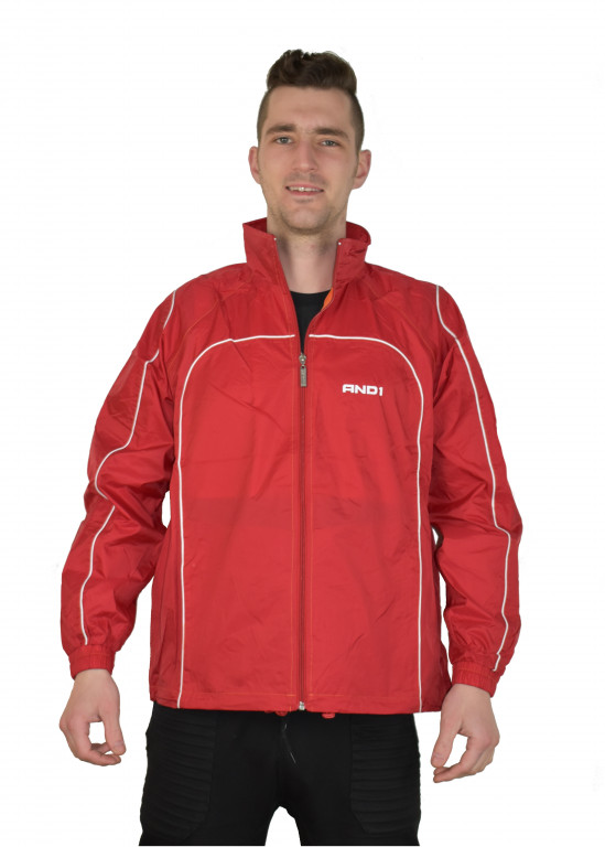 AND1 RAIN JACKET FULL ZIP RED | Basketball-point.com